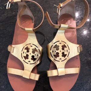 Tory Burch gold flat sandals